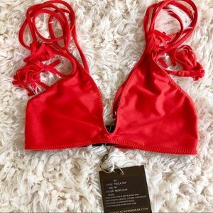 NWT ACACIA tijuca bikini top in neon lava size M
